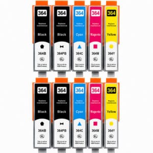 HP 364XL multipack 10 τεμαχίων (2 σετ + 2 μαύρα extra) συμβατών μελανιών