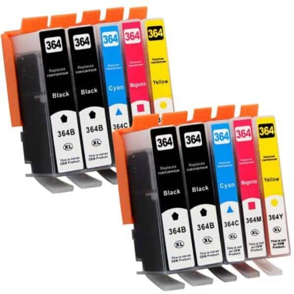 HP 364XL multipack 10 τεμαχίων (2 σετ + 2 μαύρα extra) συμβατών μελανιών
