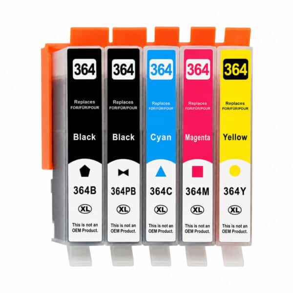 HP 364XL multipack 5 τεμαχίων (2x μαύρα) συμβατών μελανιών για HP Photosmart & DeskJet