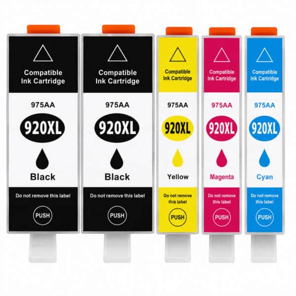 HP 920XL – Multipack 5 Τεμαχίων Συμβατών hp 920xl multipack 5 pack – 2 μαύρα και 3 έγχρωμα xl μελάνια για hp officejet
