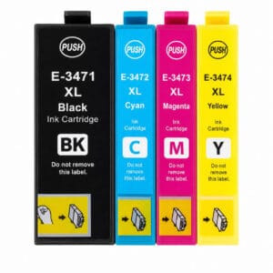 epson 34xl – multipack 4 τεμαχίων: 1x black, cyan, magenta, yellow. συμβατό με epson workForce pro wf‑3720/3725 για καθαρή και οικονομική εκτύπωση.