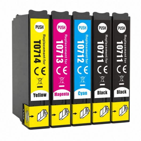EPSON T0715 multipack 5 τεμαχίων (2x μαύρα) συμβατών μελανιών για Epson Stylus