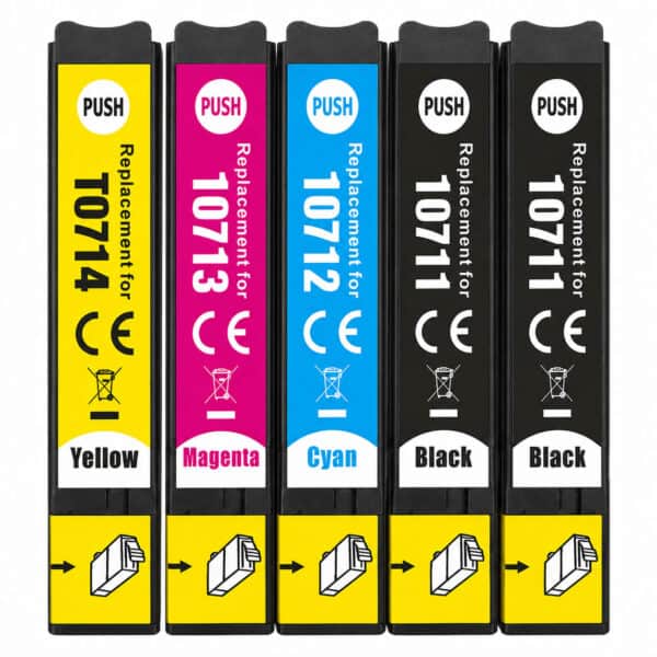 Epson T0715 – Multipack 5 Συμβατών Μελανιών EPSON T0715 multipack 5 τεμαχίων (2x μαύρα) συμβατών μελανιών για Epson Stylus