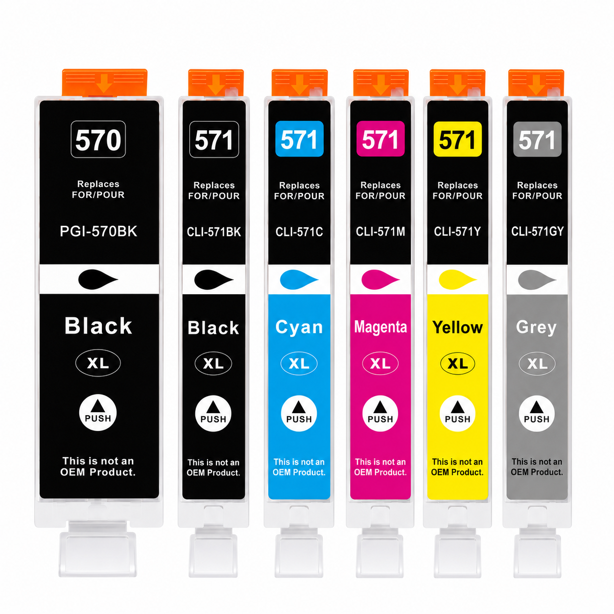 Canon PGI-570XL / CLI-571XL multipack 6 συμβατών μελανιών με Grey για Canon Pixma