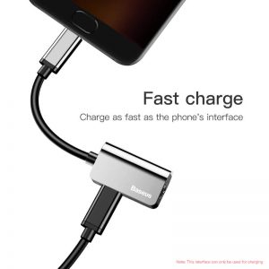 Baseus splitter από USB-C male σε 3.5mm &  USB-C female (CATL40) 12cm ασημί. - Image 3