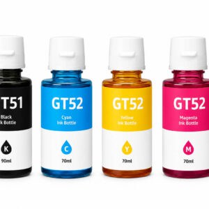 HP GT51 / GT52 – σετ 4 συμβατών μελανιών: 1x black 90ml & 1x cyan, magenta, yellow 70ml. Ιδανικά για HP Smart Tank & Ink Tank εκτυπωτές.