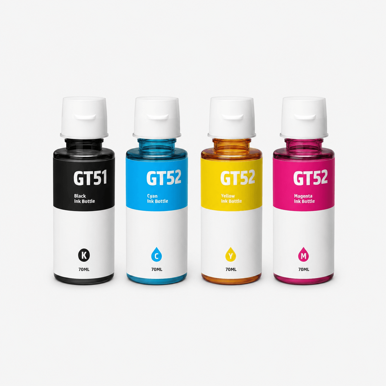 HP GT51 / GT52 – σετ 4 συμβατών μελανιών: 1x black 90ml & 1x cyan, magenta, yellow 70ml. Ιδανικά για HP Smart Tank & Ink Tank εκτυπωτές.