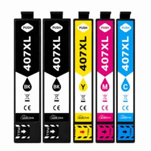 epson 407xl – πακέτο 5 μελανιών XL με 2x black για Epson WorkForce