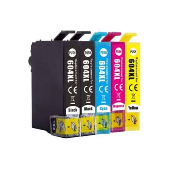 Epson 604XL multipack 5 τεμαχίων (2 μαύρα) συμβατών μελανιών για XP και WF