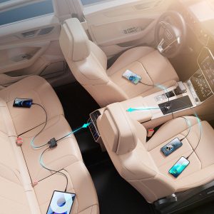 Joyroom (JR-CL03 Pro) Γρήγορος φορτιστής αυτοκινήτου 45W με 5xUSB-A και καλώδιο επέκτασης 1,5m μαύρο. - Image 4