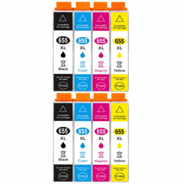 HP 655XL multipack 8 τεμαχίων (2 σετ) συμβατών μελανιών για HP DeskJet Ink Advantage