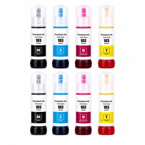 EPSON ECOTANK 103 – Multipack 8 Τεμαχίων Συμβατών Μελανιών Epson EcoTank 103 multipack 8 τεμαχίων (2 set) συμβατών μελανιών για εκτυπωτές EcoTank