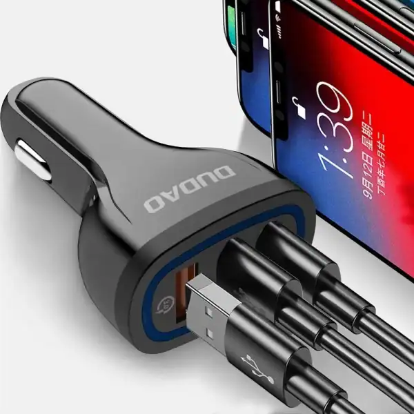 Dudao R7S car charger 2.4A 18W 3x USB - Black