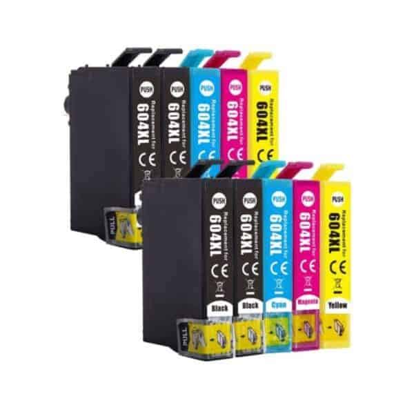 Epson 604XL multipack 10 τεμαχίων (4 μαύρα και 2x χρώματα) συμβατών μελανιών για XP και WF