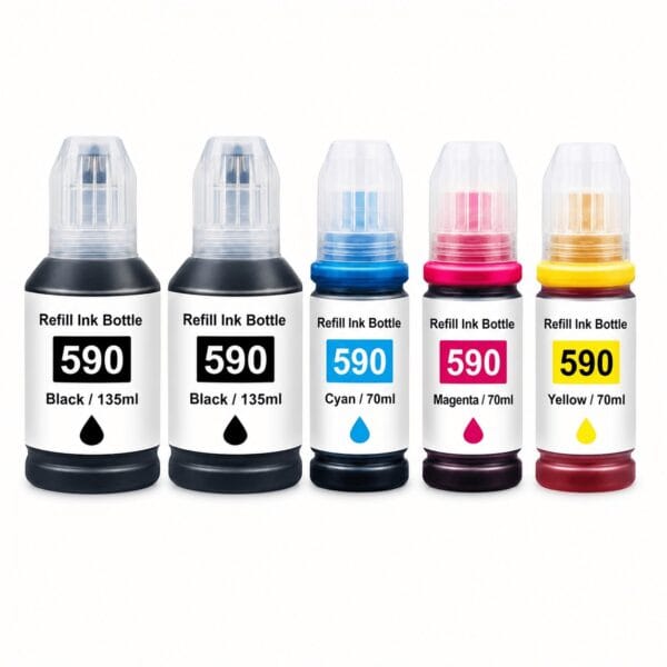 CANON GI-490 GI-590 – Multipack 5 Συμβατών Μελανιών με Εκτυπωτές CANON PIXMA Canon GI-490 / GI-590 multipack 5 συμβατών μελανιών με 2x Black για Canon Pixma