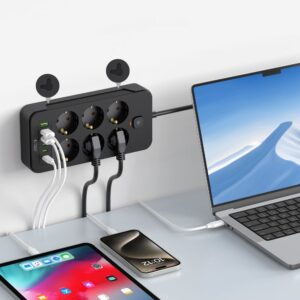 Tech-Protect PC6X6 Power Strip 6 Sockets 240V + 3xUSB-A + 3xUSB-C 200cm - Black
