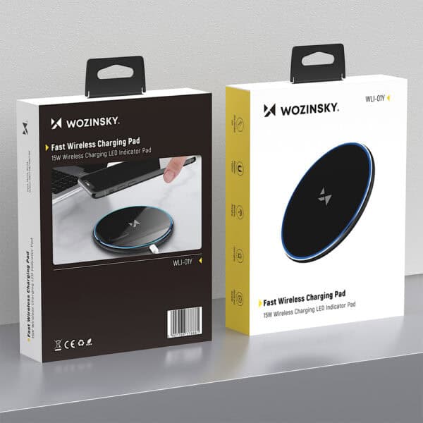 Wozinsky WLI-01Y 15W Qi Inductive Charger with USB-C Cable - Black