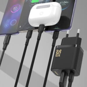 Dudao A27 Wall Charger MaxC 35W GaN με USB-C Cable Μαύρο