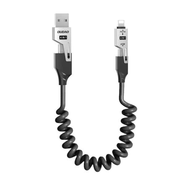 Dudao L20 Cable Pro 4-in-1 USB-A USB-C σε Lightning και USB-C Μαύρο
