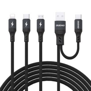 Dudao L3W Cable USB-A/USB-C σε Lightning USB-C MicroUSB 66W Μαύρο
