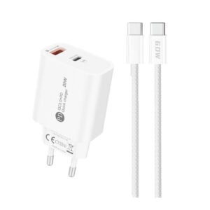 A6MaxL wall charger 20W USB-A USB-C με 1m USB-C σε USB-C καλώδιο λευκό