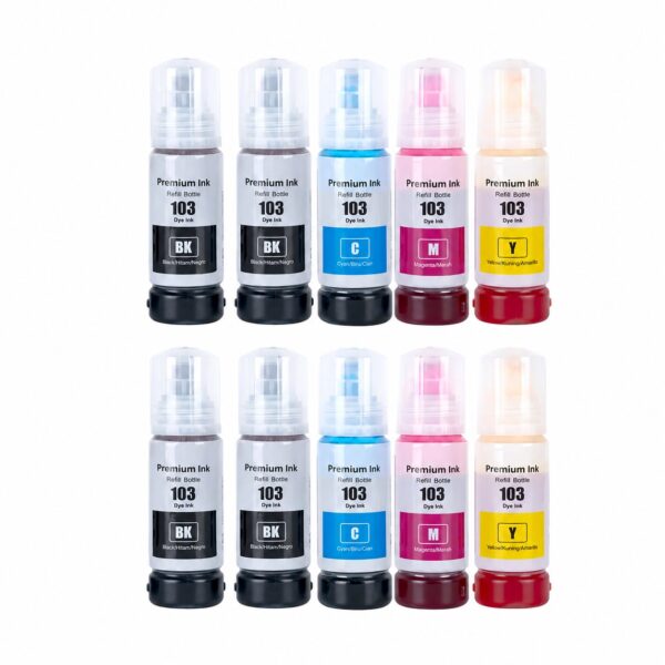 EPSON ECOTANK 103 – Multipack 10 Τεμαχίων Συμβατών Μελανιών για Εκτυπωτές EPSON Ecotank EPSON EcoTank 103 multipack 10 τεμαχίων με 4x μαύρα συμβατά μελάνια