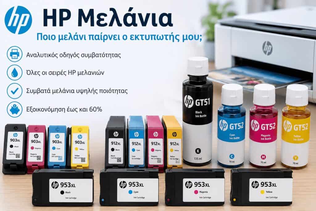 HP μελάνια συμβατότητας για εκτυπωτές HP OfficeJet, DeskJet, Envy και Ink Tank