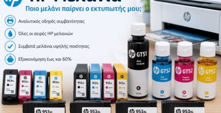 HP μελάνια συμβατότητας για εκτυπωτές HP OfficeJet, DeskJet, Envy και Ink Tank