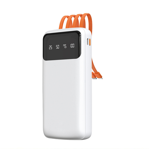 Dudao K6Pro Powerbank 10000mAh with USB Cable, USB Type C, Lightning - White