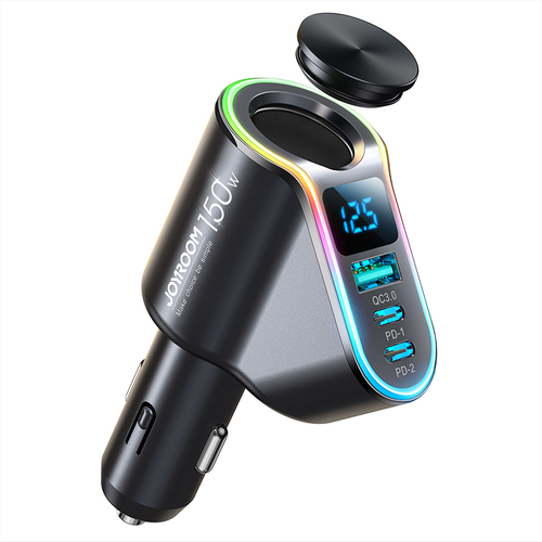Joyroom-Fast-Car-Charger-4in1-USB-A-QC3-0-2xUSB-C-PD-150W-Black-JR-CL21-135987_1 Joyroom JR-CL21 Car Charger Fast 4in1 USB-A QC3.0 / 2xUSB-C PD 150W - Black
