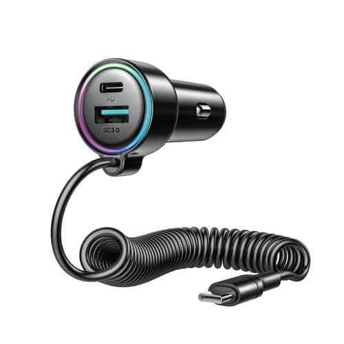Joyroom JR-CL07 Car Charger 90W 3-in-1 with 1.6m USB-C Cable – Black