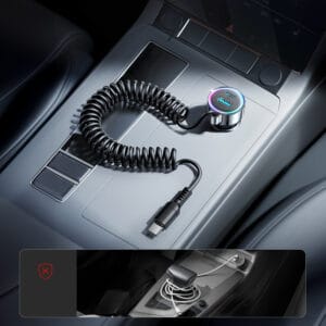 Joyroom JR-CL07 Car Charger 90W 3-in-1 with 1.6m USB-C Cable – Black