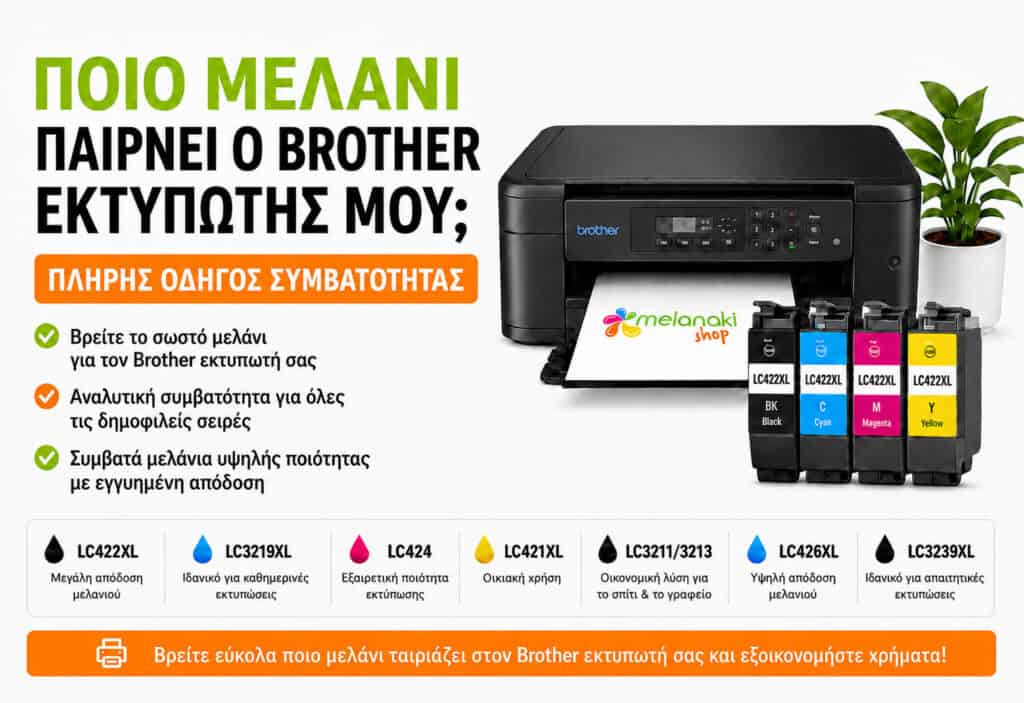 Brother μελάνια – οδηγός συμβατότητας ανά μοντέλο εκτυπωτή