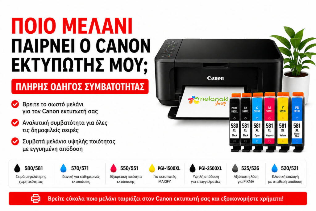 Canon Μελάνια – Πλήρης Οδηγός Συμβατότητας