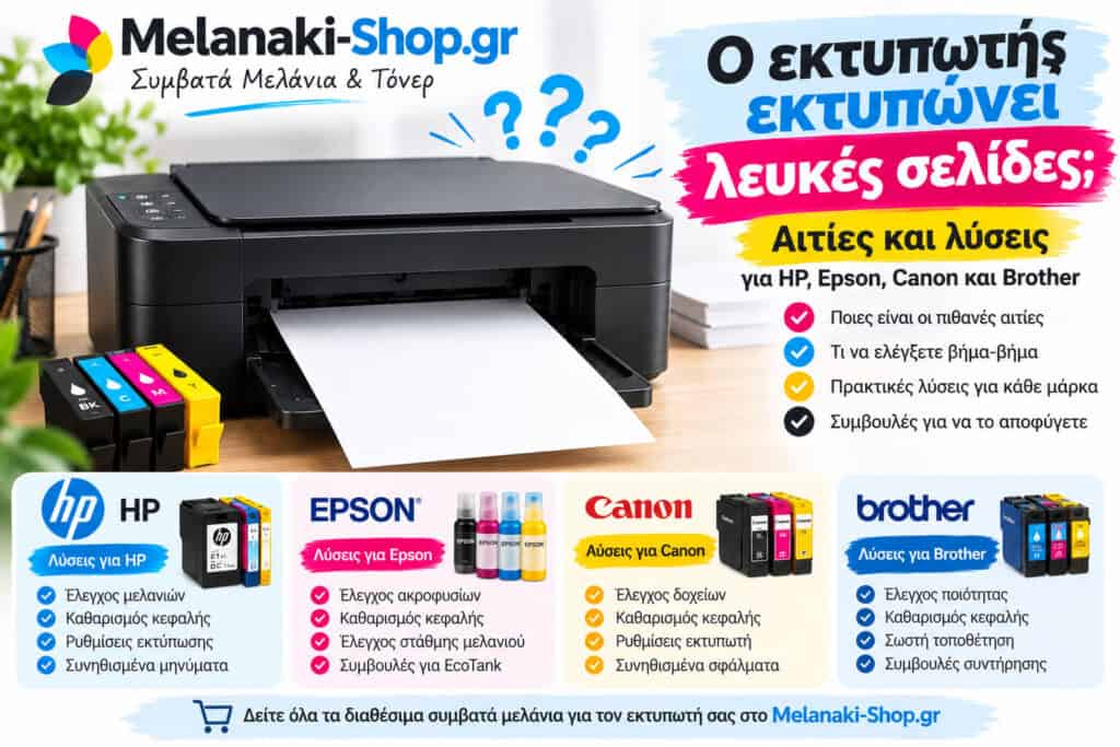 Εκτυπωτής Εκτυπώνει Λευκές Σελίδες – Αιτίες και Λύσεις