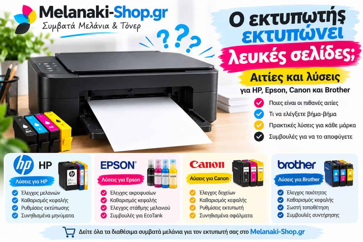 Εκτυπωτής Εκτυπώνει Λευκές Σελίδες – Αιτίες και Λύσεις